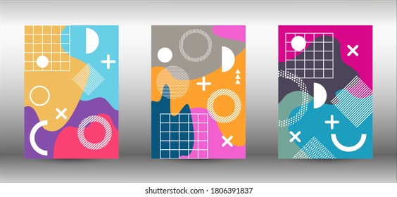 Cubiertas modernas de fondo de memphis, gran diseño para cualquier propósito. Colorida ilustración de moda.  Resumen del elegante fondo. Ilustración de banner vector creativo.