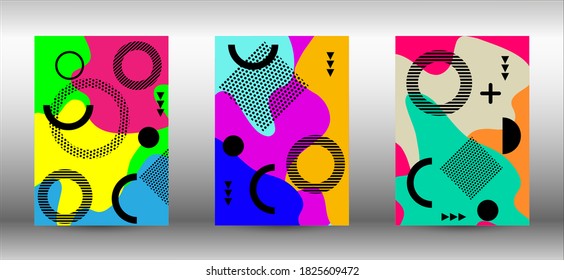 Cubiertas modernas de fondo de memphis, gran diseño para cualquier propósito. Colorida ilustración de moda.  Diseño creativo de folleto. Ilustración de banner vector creativo.