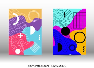 Cubiertas modernas de fondo de memphis, gran diseño para cualquier propósito. Ilustración vectorial abstracta de moda. Forma geométrica mínima. Ilustración de banner vector creativo.