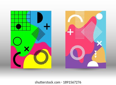 Modern memphis background set covers, great design for any purposes. Trendy abstract vector illustration. Abstract elegant background. Creative vector banner illustration.