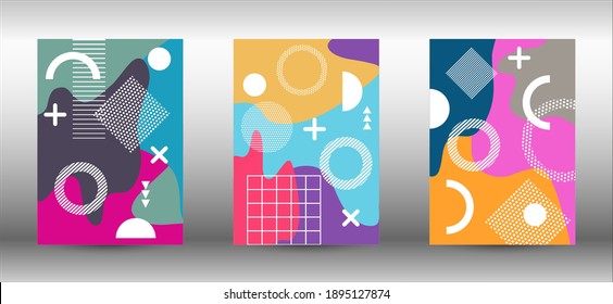 Cubiertas modernas de fondo de memphis, gran diseño para cualquier propósito. Ilustración vectorial abstracta de moda. Forma geométrica mínima. Ilustración de banner vector creativo.