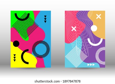 Cubiertas modernas de fondo de memphis, gran diseño para cualquier propósito. Ilustración vectorial abstracta de moda. Diseño creativo de folleto. Ilustración de banner vector creativo.