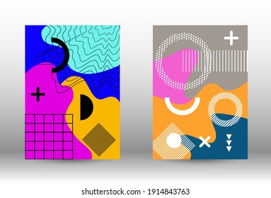 Cubiertas modernas de fondo de memphis, gran diseño para cualquier propósito. Ilustración vectorial abstracta de moda. Forma geométrica mínima. Ilustración de banner vector creativo.
