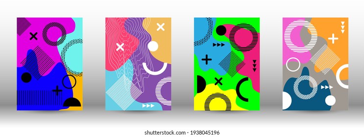 Modern memphis background set covers, great design for any purposes. Trendy abstract vector illustration. Brochure creative design. Creative vector banner illustration.