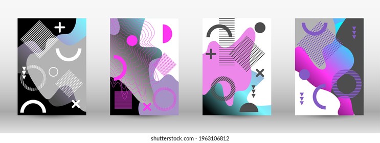 Modern memphis background set covers, great design for any purposes. Colorful trendy illustration. Colorful geometric background design. Creative vector banner illustration.