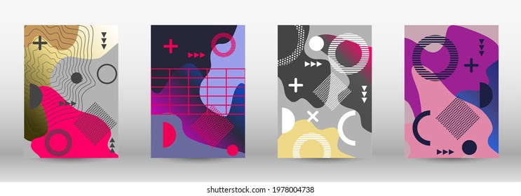 Modern memphis background set covers, great design for any purposes.