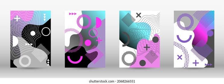 Cubiertas modernas de fondo de memphis, gran diseño para cualquier propósito. Colorida ilustración de moda. Diseño de fondo geométrico colorido. Ilustración de banner vector creativo.