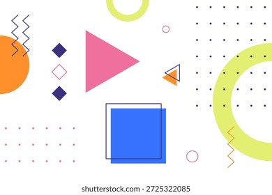 Modern memphis backgrounds with abstract geometric shapes, bright colors, simple patterns, and retro 80s feels. Vector illustration
