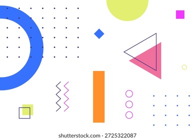 Modern memphis backgrounds with abstract geometric shapes, bright colors, simple patterns, and retro 80s feels. Vector illustration