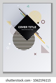 Modern memphis design placard pattern with white and shapes. Cool memphis tile placard page. Front page background for corporate notebook, dairy or notepad.