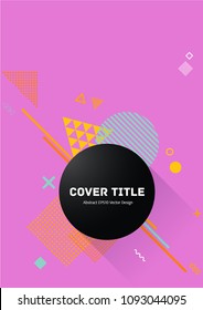 Modern memphis design placard vector with white, and shapes on background. Cool memphis template placard page. Front page illustration for corporate notebook, dairy or notepad.