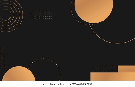 Modern memphis golden background. Trendy luxury golden shapes background for backdrop, banner, business card, wallpaper, template and cover.