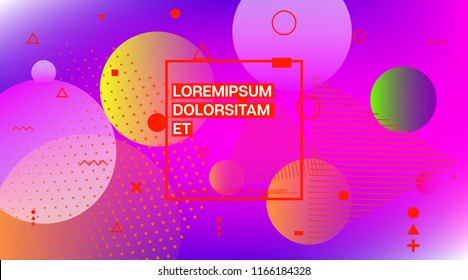 Modern Memphis Minimal Geometric Pattern. Minimal Cover, Trendy Falling Shapes, Business Template Layout. Memphis Futuristic Flyer Flat Corporate Identity. Neon Music Party Poster