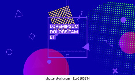 Modern Memphis Minimal Geometric Pattern. Geometric Elements, Minimal Business Cover Template. Memphis Shape Futurist Corporate Identity Design. Vector Cover Presentation