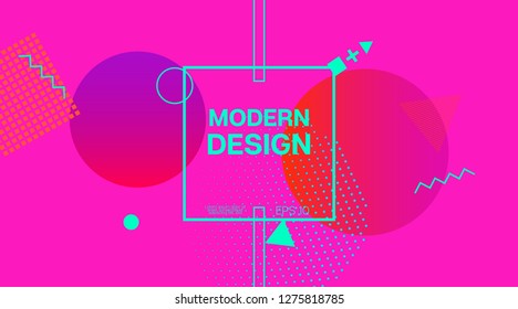 Modern Memphis Minimal Geometric Pattern. Geometric Elements, Minimal Business Cover Template. Memphis Pattern Shape Corporate Identity Design. Music Poster, Presentation