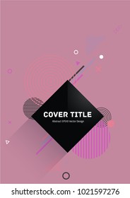 Modern memphis neo vector with white, pink and grey geometrical shapes on purple background. Minimalistic front page theme. Colorful memphis neo style backdrop for marketing purpose.