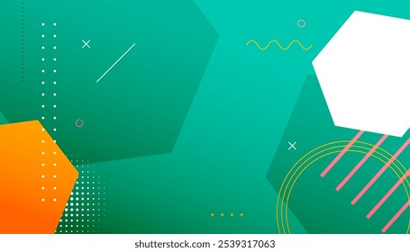 Anuncio abstracto moderno del patrón de Memphis con el Vector hexagonal del diseño de la figura