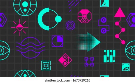 Diseño moderno, gran diseño para cualquier propósito. Patrón geométrico de estilo Memphis. Ilustración vectorial retro.Fondo abstracto azul. Forma geométrica abstracta. 