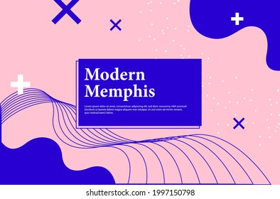 Modern Memphis style banner design. Creative illustration with bright elements for poster, web, landing page, cover, ad, greeting, card, promotion, social media, blog.  svg