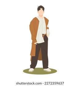 modern men standing posing in stylish outfits illustration