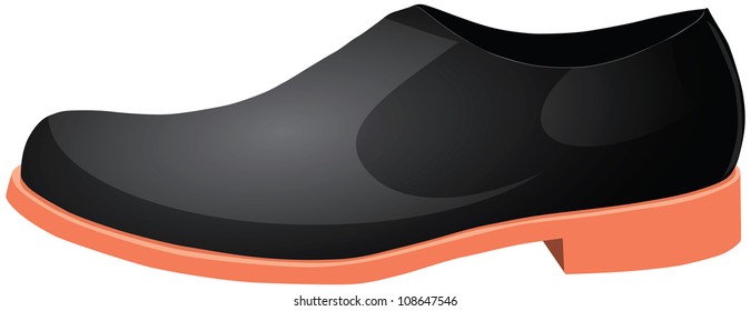 Modern men's black shoes with orange soles. Vector illustration.