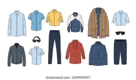 Modern menswear collection featuring casual and outerwear options