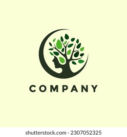 Modern mental health nature logo illustration design