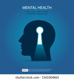 Modern mental health template concept. for poster, flyer, cover, social media printing or website. vector illustration