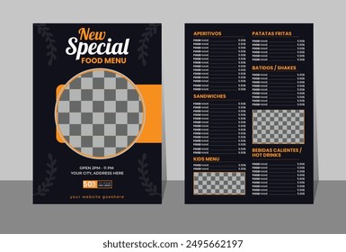 Modern menu design template Vector