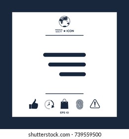Modern menu icon for mobile apps and websites