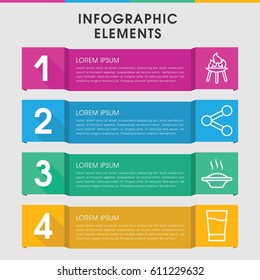 Modern menu infographic template. infographic design with menu icons includes drink, bbq, soup. can be used for presentation, diagram, annual report, web design. 