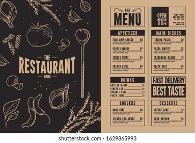 Modern menu restaurant burger illustrations