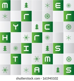 modern merry christmas card design with symmetrical squares and simple icons