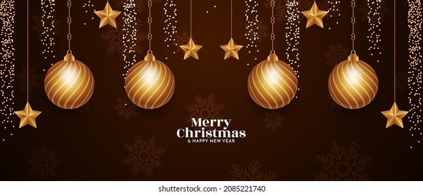 Modern Merry Christmas festival celebration banner design vector