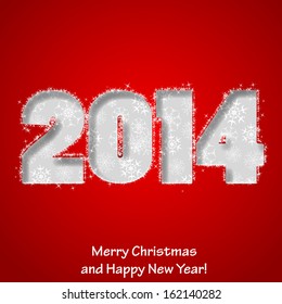 Modern Merry Christmas and Happy New Year greeting card. Vector eps10 illustration
