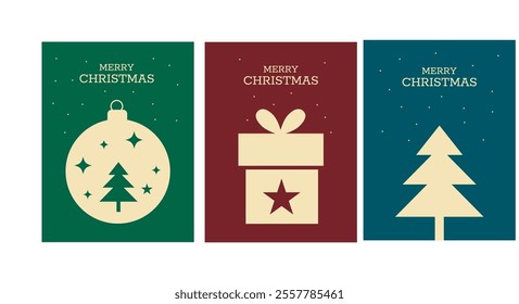 Modern Merry Christmas and Happy New Year greeting card.vector illustration