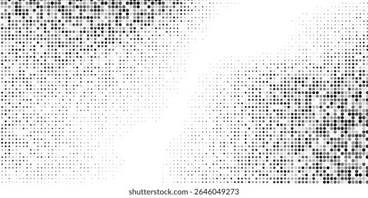 Textura de gradiente de meio-tom de ponto de malha moderna. Plano de fundo de ponto de polca de fuga. Repetindo a gradação de pontos abstrato moderno