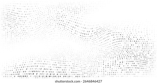 Modern mesh halftone gradient texture. Vanishing polka dot background. Repeating dots gradation pattern vector abstract design art