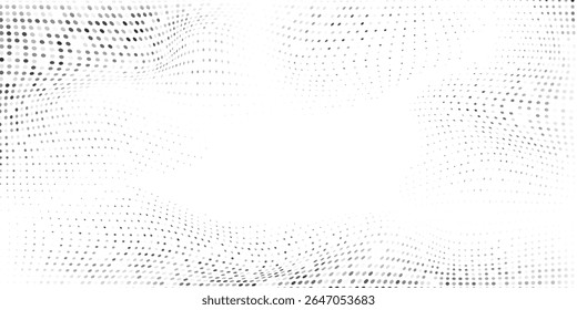 Modern mesh halftone gradient texture. Vanishing polka dot abstract simple