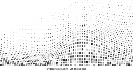 Moderne Mesh-Rechteck-farbige gepunktete Halbton-Farbverlauf-Textur. Verschwindende Polka Punkt Hintergrund Vektor abstrakt einfaches Design
