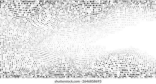 Modern mesh rectangle grunge dotted halftone gradient texture. Vanishing polka dot background vectior