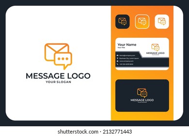 modern message line art logo design and business card