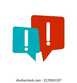 Modern messages exclamation mark. Message bubble. Faq concept. Vector illustration. stock image.