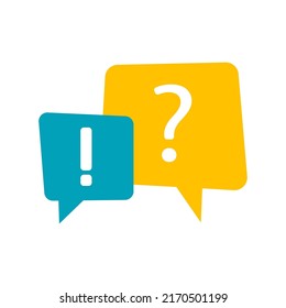 Modernes Fragezeichen zur Ausrufung von Nachrichten. Nachrichtenblase. Faq Konzept. Vektorgrafik. Stockbild. 