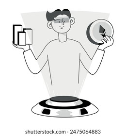 Moderne Meta World Doodle Mini Illustrationen 

