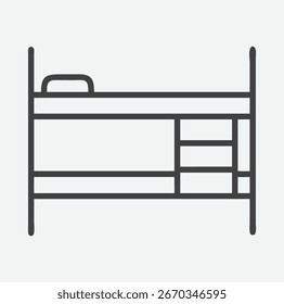 Ícone de cama de bloco de metal moderno em estilo de arte de linha minimalista