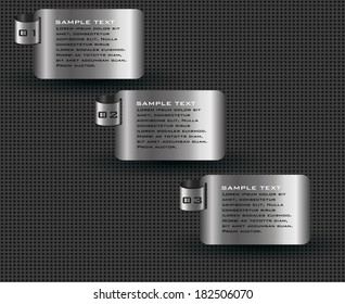 Modern metal chrome info graphics options banner. Vector 