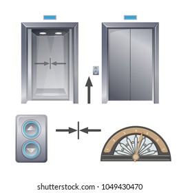 Modern metal elevator with buttons and decorative part