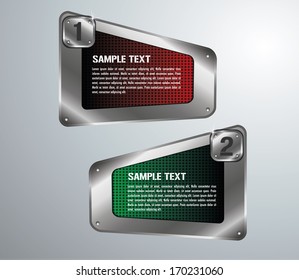 Modern metal info graphics options banner. Vector illustration. 