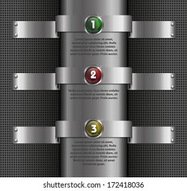 Modern metal info graphics options banner. Vector 